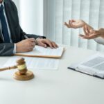 Male lawyer or notary working consulting and discussion to busin